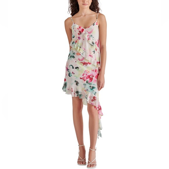 Steve Madden Asymmetric Hem Floral Dress - Picture 1 of 11